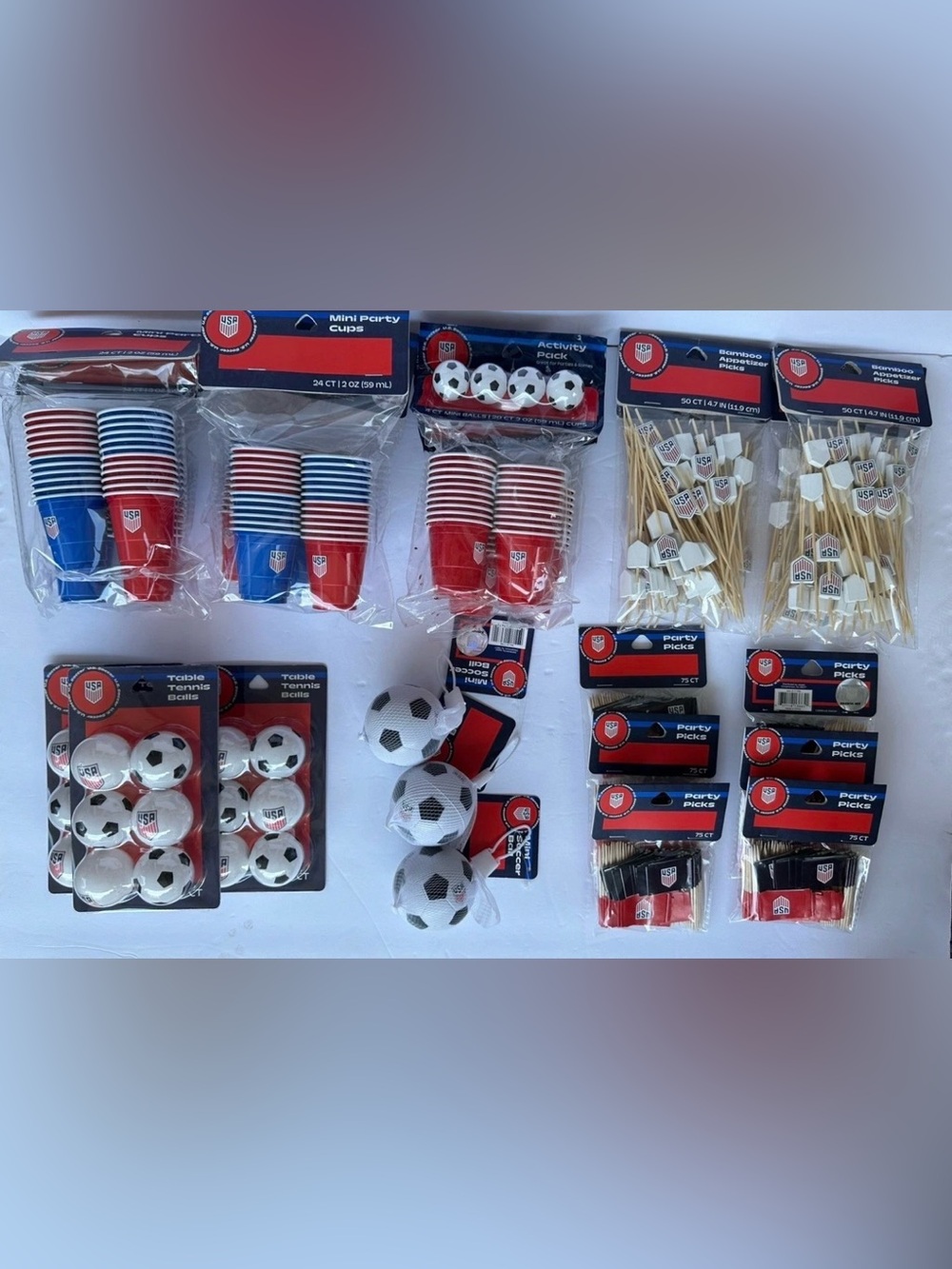 NEW Official US Soccer Party Supplies Huge Lot Cups Balls Picks USMNT Sealed #1